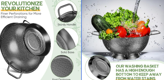 Wash, Drain & Prep Like a Pro: The 3-Piece Stainless Steel Colander Set Every Kitchen Needs