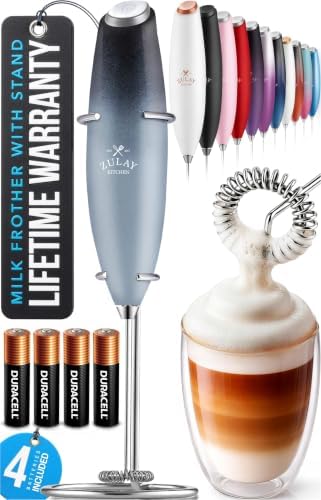 Zulay Kitchen Powerful Milk Frother Wand With Duracell Batteries - Ultra Fast Handheld Drink Mixer - Electric Whisk Foam Maker for Coffee, Lattes, Cappuccino & Matcha - Z1 Motor - Storm Blend by ZulayKitchen