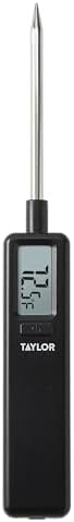 Taylor Mighty Mini Digital Meat Thermometer, Instant Read Food Thermometer for Cooking & Grilling, -40°F to 450°F Range, Compact Pocket Size with On/Off Switch, Black by Taylor