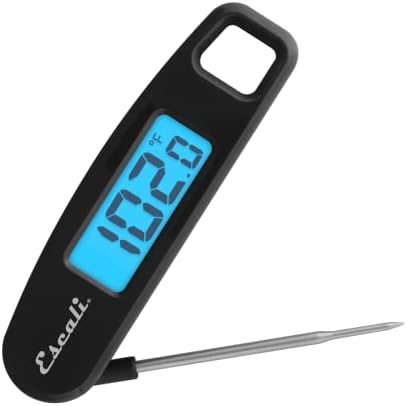 Escali Compact Portable Meat Candy Folding Digital Thermometer, Backlit Display Easy to Storage with Magnet, Black by Escali