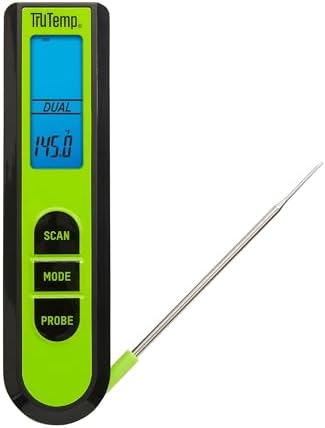 Taylor TruTemp Dual Instant Read Infrared Meat and Food Thermometer, Digital for Cooking, IPX5 Splash Proof Design, Plus Meat Probe for BBQ, Kitchen, Smoker, and Grilling, Green by Taylor