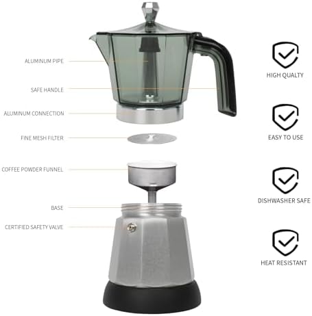 LAOION 6 Cup Manual Espresso Maker, Small Espresso Machines for Home - Image 2