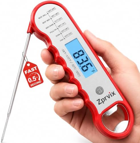 0.5s Instant Read Meat Thermometer Digital, Cooking, ±0.5°F Accuracy by Zprvix
