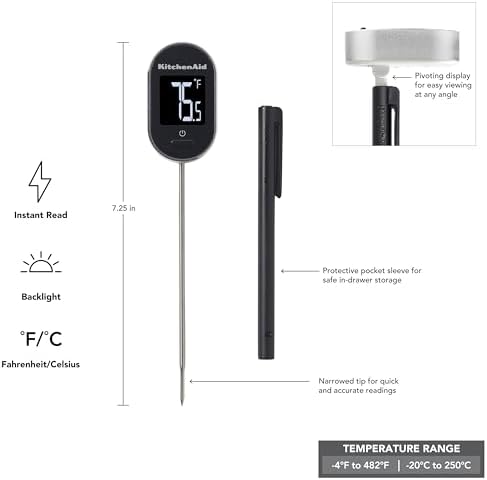 KitchenAid KQ904 Digital Instant Read Kitchen and Food Thermometer, Temperature Range: -40F to 482F, Black - Image 2