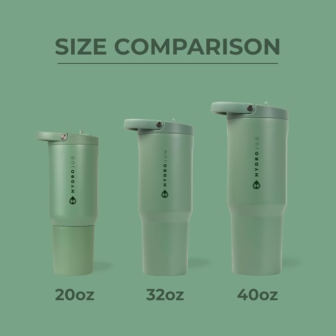 HydroJug Sport - Stainless Steel Tumbler with Straw, Vacuum Insulated, 40oz Leakproof Water Bottle, Ergonomic Design, Reusable, Dishwasher Safe, Rubber Base, Durable for Gym or Outdoors, Sage - Image 4