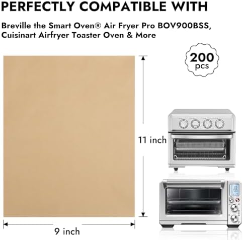 BYKITCHEN 200PCS 11 x 9in Disposable Air Fryer Parchment Paper Sheet Liners - Image 2
