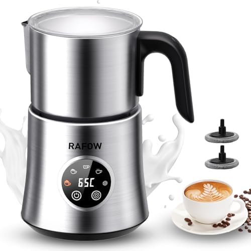 5 in 1 Electric Milk Frother: 16.9oz/500ml Large Capacity Dishwasher Safe Milk Steamer for Hot & Cold Milk Froth - Automatic Milk Frother & Warmer for Latte, Cappuccinos, Macchiato, Hot Chocolate by Rafow