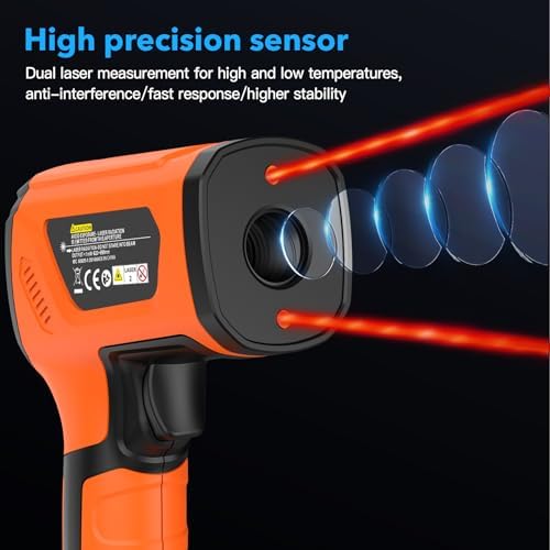 Infrared Thermometer Temperature Gun,-40℉~2912℉ Pyrometer, 50:1 High Temp Thermometer with Thermocouple Probe, Non-Contact Digital IR Laser Thermometer for Industrial HVAC Forge Metal - Image 3