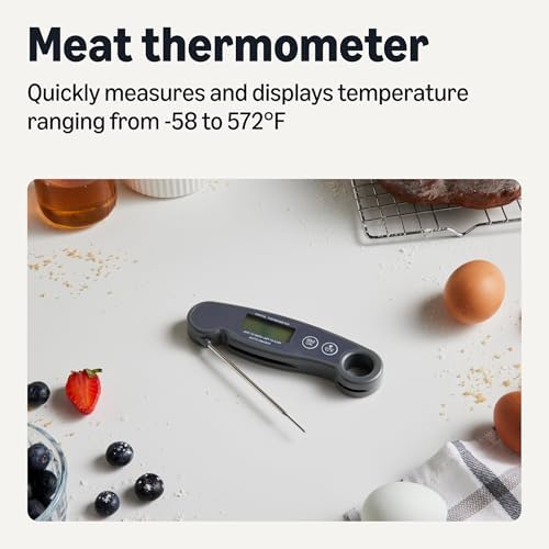 Amazon Basics Instant Read Digital Meat Thermometer, 2-3 Second Response, -58 to 572°F, Backlit Display, Water-Resistant IP66, for Kitchen and Grilling - Image 2