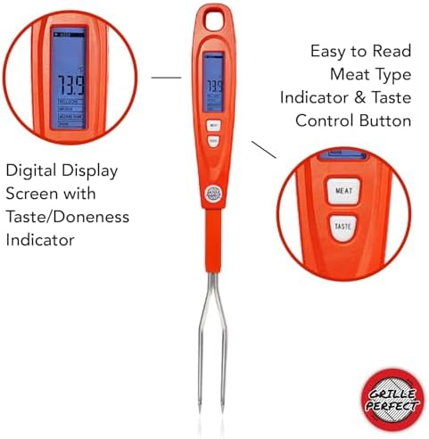 Digital Meat Thermometer Fork for Grilling & BBQ with Ready Alarm, Pro Temp Points for Quick Accurate Temperature on Steak, Pork, Chicken & Hot Grilled Food on Patio or Outside Kitchen - Image 3