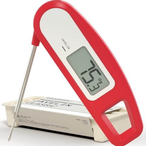Lavatools Javelin® Ultra-Fast 3-Second Digital Instant Read Meat Thermometer for Grill and Cooking, 2.75" Probe, Compact Foldable Design, Large Display, IP65 Water Resistant, NSF Certified – Crimson by Lavatools