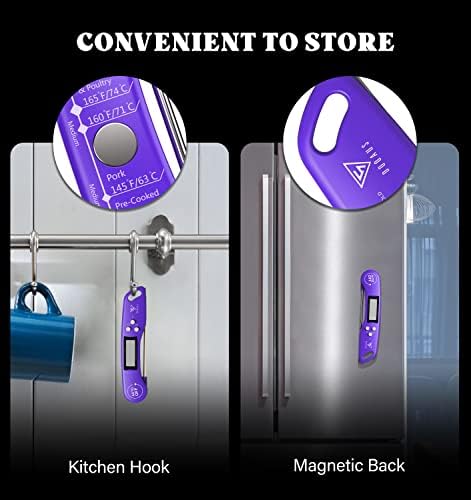 DOQAUS Meat Thermometer – Temperature Dial Thermometers for Cooking Backlight & Auto-Rotating Display, Kitchen Gadgets Essentials for BBQ Oven Grill Smoker Candy Purple - Image 7
