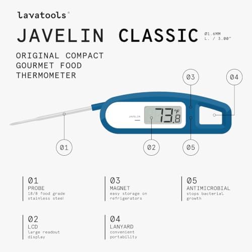 Lavatools Javelin® Ultra-Fast 3-Second Digital Instant Read Meat Thermometer for Grill and Cooking, 2.75" Probe, Compact Foldable Design, Large Display, IP65 Water Resistant, NSF Certified – Crimson - Image 4