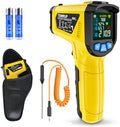 Infrared Thermometer Temperature Gun, -58°F to 1472°F, Digital Laser Thermometer Gun with Probe for Cooking, HVAC,Ovens,Grill & Engine, IR Thermometer Temp Gun with Adjustable Emissivity & Humidity by TEMIRUP