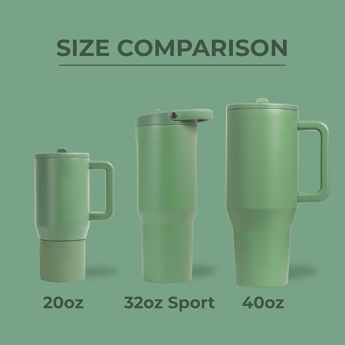 HydroJug Sport - Stainless Steel Tumbler with Straw, Vacuum Insulated, 32oz Leakproof Water Bottle, Ergonomic Design, Reusable, Dishwasher Safe, Rubber Base, Durable for Gym or Outdoors, Sage - Image 4