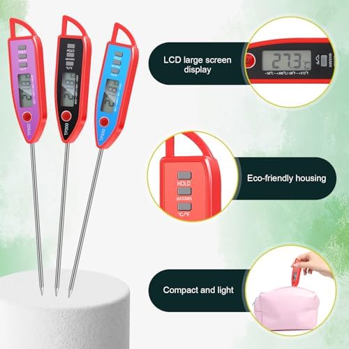 Copkim 10 Set Digital Food Thermometer Long Probe Instant,Red - Image 3
