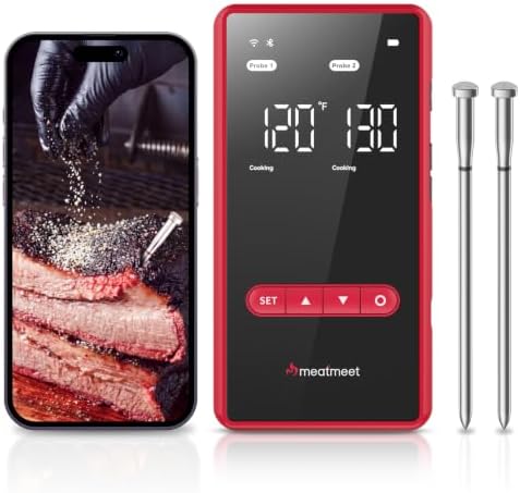 Wireless Meat Thermometer, WiFi & Bluetooth, 2 Probes by Meatmeet