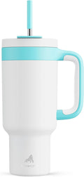 POWCAN 40 oz Tumbler with Handle, 2-in-1 Straw and Sip Lid, Leakproof, Dishwasher Safe, Insulated Stainless Steel Travel Coffee Mug, Keeps Cold for 34 Hours, Fits in Car Cup Holder (Glacier) by POWCAN
