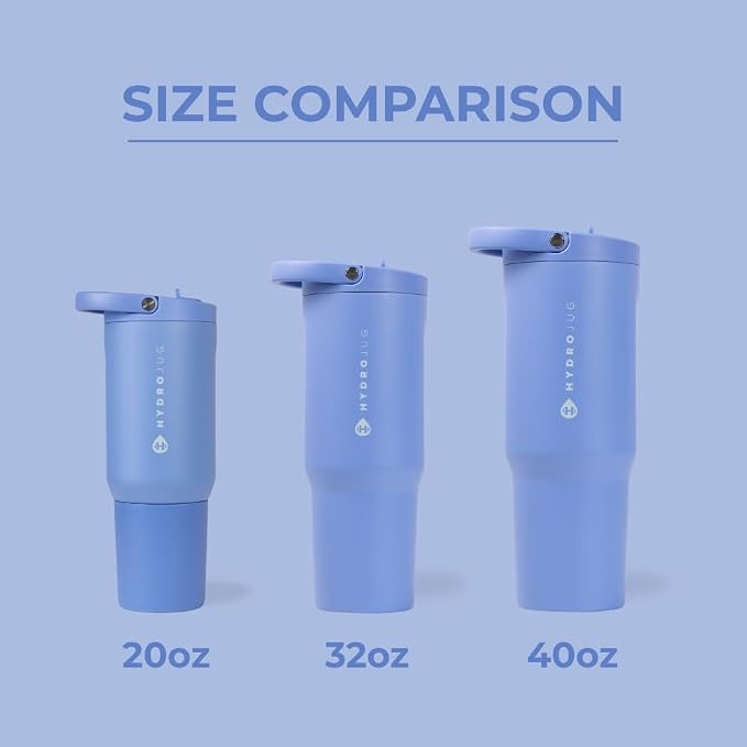 HydroJug Sport - Stainless Steel Tumbler with Straw, Vacuum Insulated, 40oz Leakproof Water Bottle, Ergonomic Design, Reusable, Dishwasher Safe, Rubber Base, Durable for Gym or Outdoors, Light Blue - Image 4