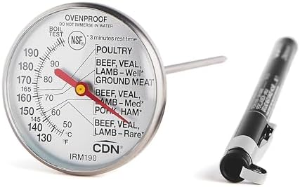 CDN Ovenproof Meat Thermometer | NSF® Certified | ProAccurate® | 1.75" Dial | For Oven & Grill Cooking | Durable Stainless Stem | Fast & Accurate Readings | IRM190 by CDN-ComponentDesignNorthwestInc