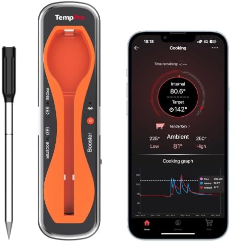 TempPro TempSpike 500 ft Wireless Meat Thermometer Digital for Cooking by TempPro