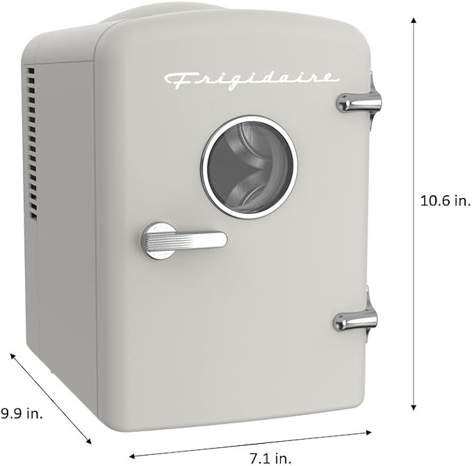 Frigidaire EFMIS171 Retro Mini Portable Personal Fridge - Ideal for Home, Office or Dorm - Includes Carrying Handle, AC/DC Wall/Car Charger (Grey) - Image 8