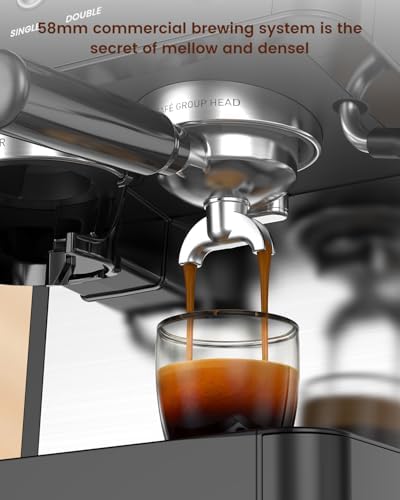 (2026 Upgrade) 15 Bar Espresso Machine with Built-in Anti-Clog Coffee Grinder, Expresso Coffee Machines with Milk Steam Wand/Frother/Tamping Tools,Espresso Maker with Grinder for Lattes-Sleek Black - Image 2
