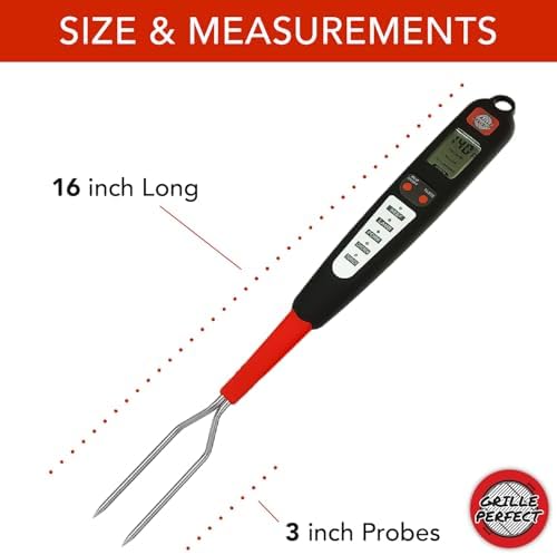 Digital Meat Thermometer Fork for Grilling and Barbecue Fast Read Electronic Probes with Ready Alarm Quick Accurate BBQ Temperature for Steak Chicken Hot Grilled Food - Image 6
