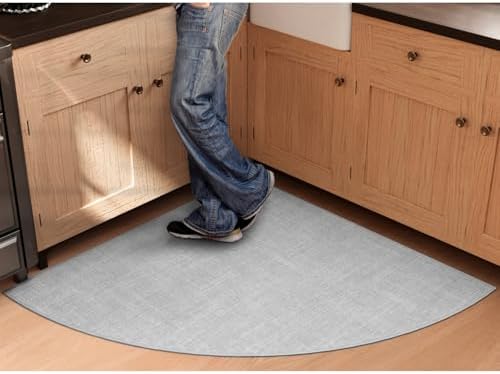 SUMLANS Fan Shaped Kitchen Mat 1 PCS, Cushioned Non Slip Rugs for Kitchen Floor, Absorbent Runner Comfort Standing Mats Washable for Kitchen, Office, Home (Grey, Radius 47") - Image 5