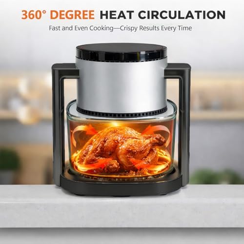 Simple Deluxe 4.7 Qt Glass Air Fryer, Non-Toxic 10-in-1 Digital Air Fryer with 360° Visible Glass Bowl, Nonstick & Dishwasher-Safe, Air Fry, Roast, Bake, Dehydrate, Fries, 1300W, Silver - Image 4
