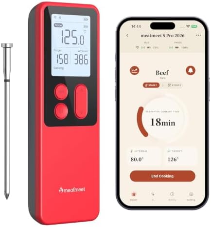 Wireless Meat Thermometer with Standalone Base, ±0.18°F Accuracy by Meatmeet