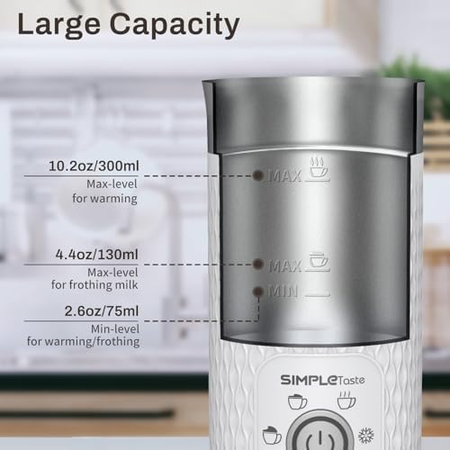 SIMPLETASTE Milk Frother, 4-in-1 Electric Automatic Milk Steamer - Image 4