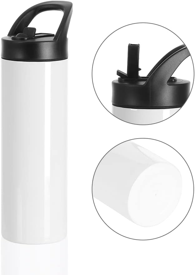 PYD Life 4 Pack Sublimation Tumblers Blanks Cups White 20 OZ Skinny Straight Sports Water Bottles Mugs with Portable Sippy Up Lid with Straw,for Tumbler Heat Press - Image 4