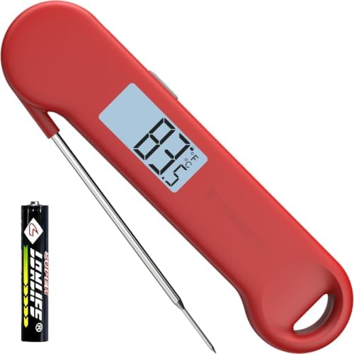 0.5 Sec Instant Read Outdoor Fryer Thermometer Digital, Red by ThermoMonster