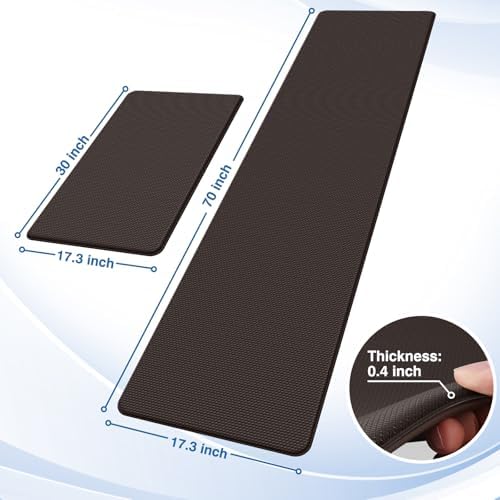 StepRite Kitchen Mats for Floor, 2-Piece Anti-Fatigue Rugs, Chocolate - Image 2
