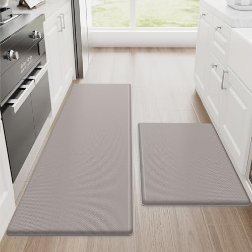 StepRite Kitchen Mats for Floor, 2-Piece Anti-Fatigue Kitchen Rugs, Khaki by Bringcushiontoyourlife