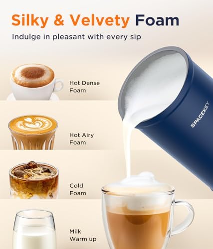 Spacekey 4-in-1 Electric Milk Frother, Mute Mode, 10.1oz Foam Maker - Image 4