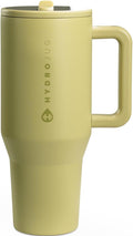 HydroJug Traveler - 40 oz Water Bottle with Handle & Flip Straw - Fits in Cup Holder, Leak Resistant Tumbler-Reusable Insulated Stainless Steel & Rubber Base - Gifts for Women & Men, Olive by Hydrojug