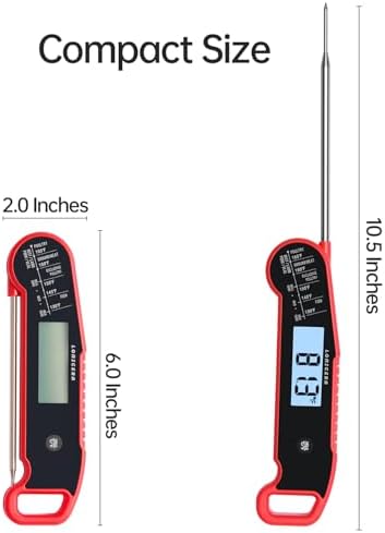 Lonicera Instant-Read Meat Thermometer, 1-Second, ±0.5°F Accuracy, Red - Image 7