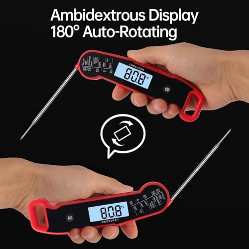 Lonicera Instant-Read Meat Thermometer, 1-Second, ±0.5°F Accuracy, Red - Image 4