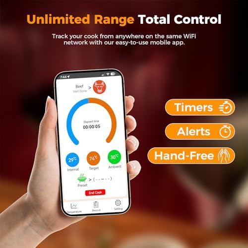 Wireless Smart Meat Thermometer Digital, Bluetooth, for Grill & Oven, Black - Image 4