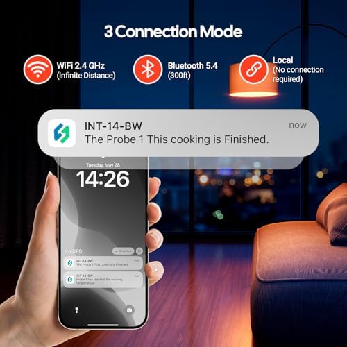 INKBIRD WiFi Wireless Meat Thermometer with 360°Readable LCD Standalone Base，4 Probes Digital Food Meat Thermometer with Remote Control for BBQ, Grill, Oven, Smoker, Rotisserie, Kitchen - Image 2