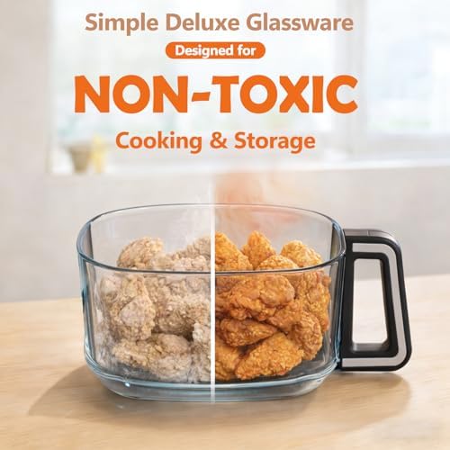 Simple Deluxe 4.7 Qt Glass Air Fryer, Non-Toxic 10-in-1 Digital Air Fryer with 360° Visible Glass Bowl, Nonstick & Dishwasher-Safe, Air Fry, Roast, Bake, Dehydrate, Fries, 1300W, Silver - Image 6