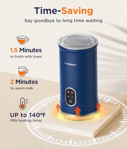 Spacekey 4-in-1 Electric Milk Frother, Mute Mode, 10.1oz Foam Maker - Image 6