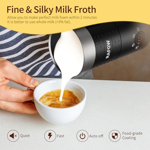 4 in 1 Electric Milk Frother: 10oz/350 mL Large Capacity Electric Milk Steamer for Hot and Cold Milk Froth - Automatic Milk Frother & Warmer for Latte, Cappuccinos, Macchiato, Hot Chocolate - Image 3