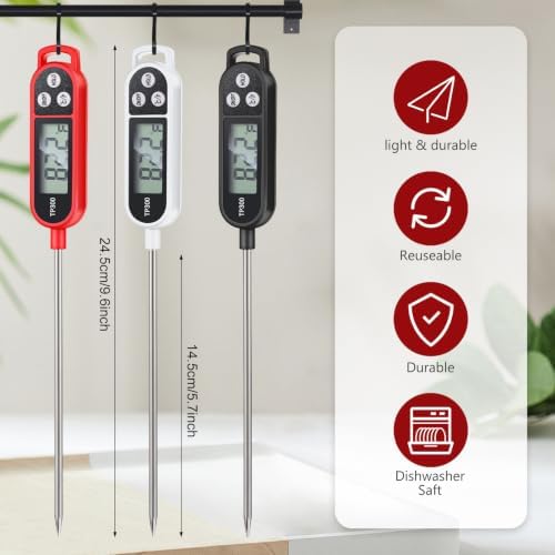 Copkim 24 Pcs Instant Read Meat Thermometer Long Probe,Black, White, Red - Image 2