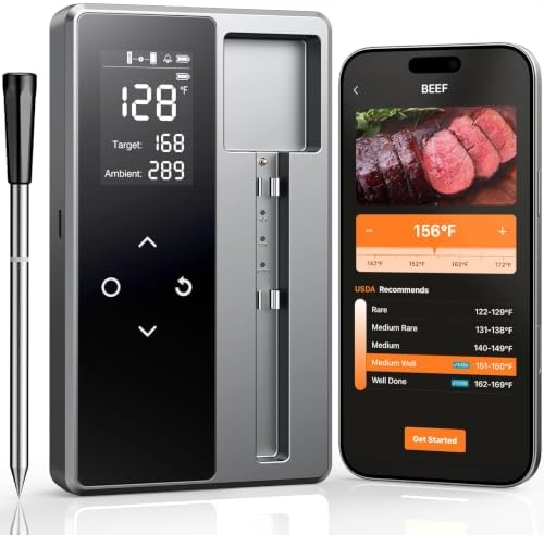 Smart Bluetooth Wireless Meat Thermometer Digital, Standalone Base by JoyBear