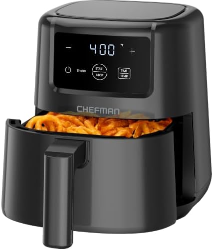 CHEFMAN 2 Qt Mini Air Fryer – Digital Space-Saving Compact Air Fryer with Nonstick and Dishwasher Safe Basket, Quick & Easy Meals in Minutes, Features Digital Timer and Shake Reminder – Black by Chefman
