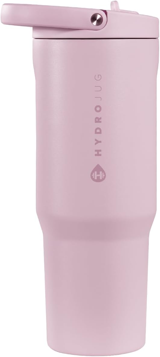 HydroJug Sport - Stainless Steel Tumbler with Straw, Vacuum Insulated, 40oz Leakproof Water Bottle, Ergonomic Design, Reusable, Dishwasher Safe, Rubber Base, Durable for Gym or Outdoors, Sweet Pea by Hydrojug