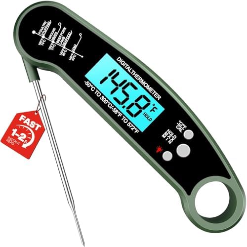 Instant Read Meat Thermometer Digital, Food Thermometer for Cooking, Green by ONFIKY